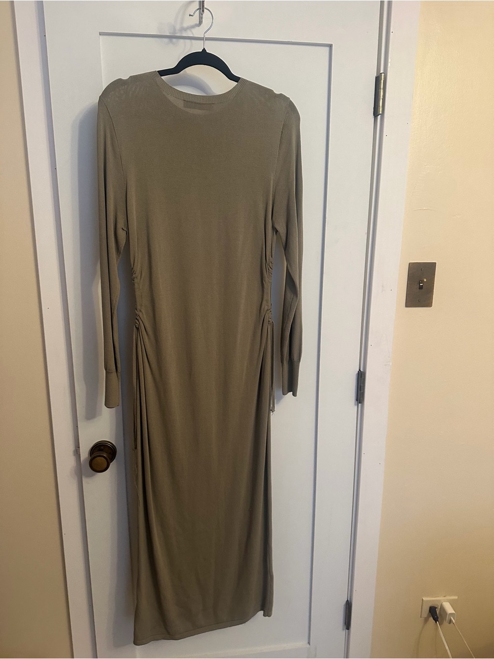 Zara Long Sleeve Ruched Side Maxi Dress - Olive